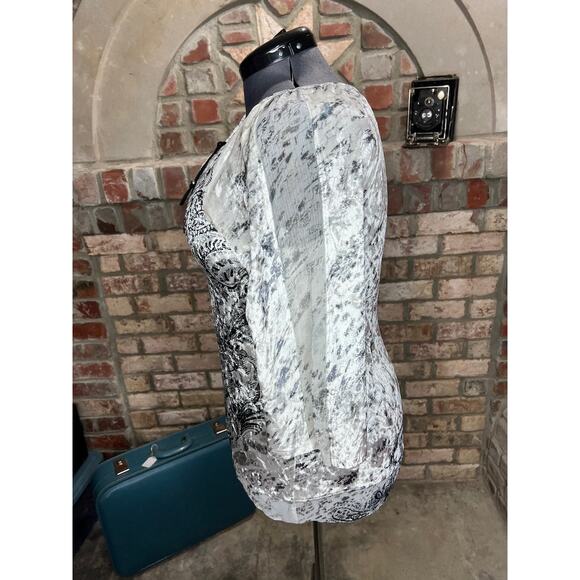 Christopher & banks knit top velour sheer white black - Picture 6 of 11